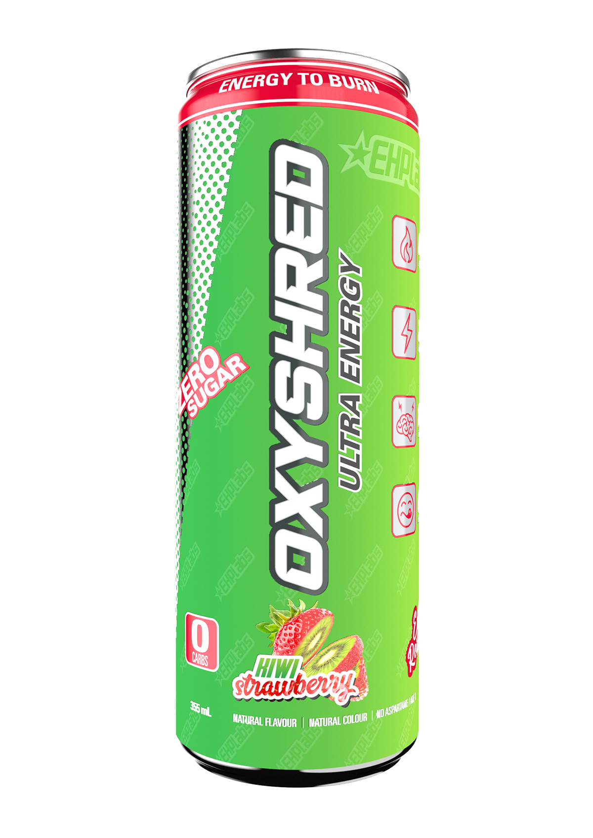 EHP Labs Oxyshred Zero Sugar Energy Drink Kiwi & Strawberry 355ml - Case of 12