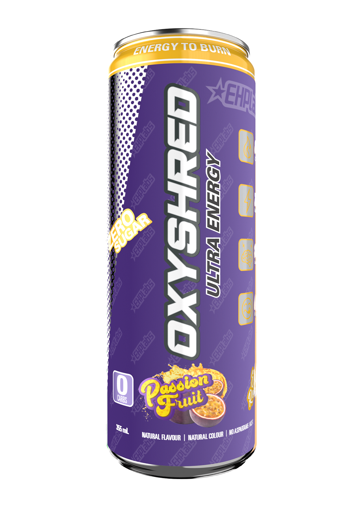 EHP Labs Oxyshred Zero Sugar Energy Drink Passion Fruit 355ml - Case of 12