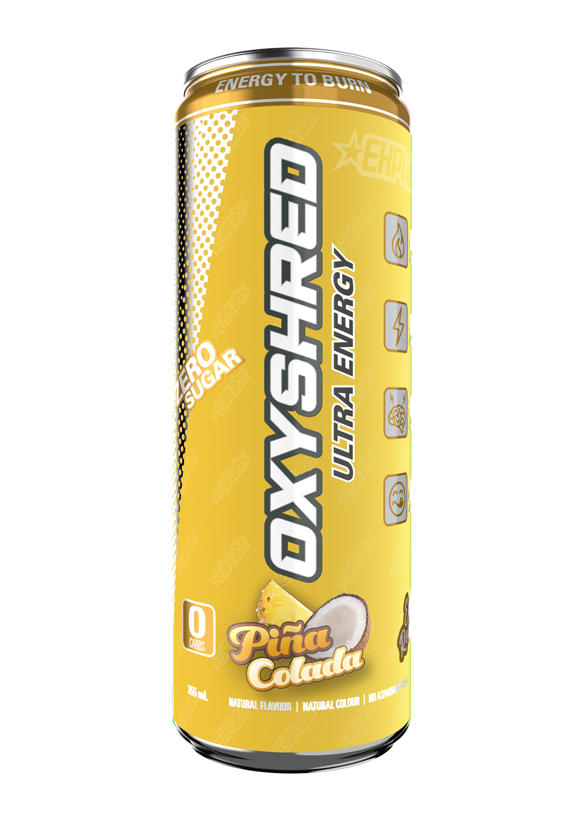 EHP Labs Oxyshred Zero Sugar Energy Drink Pina Colada 355ml - Case of 12