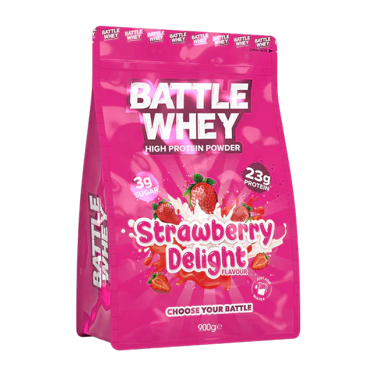 Battle Whey Strawberry Delight Flavour Protein Powder 900g