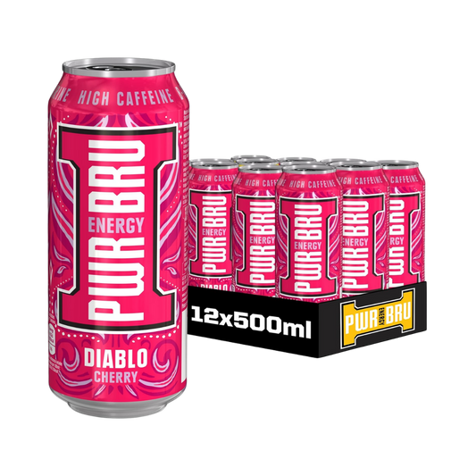 Pwr-Bru Energy Diablo Cherry Energy Drink 500ml - Case of 12