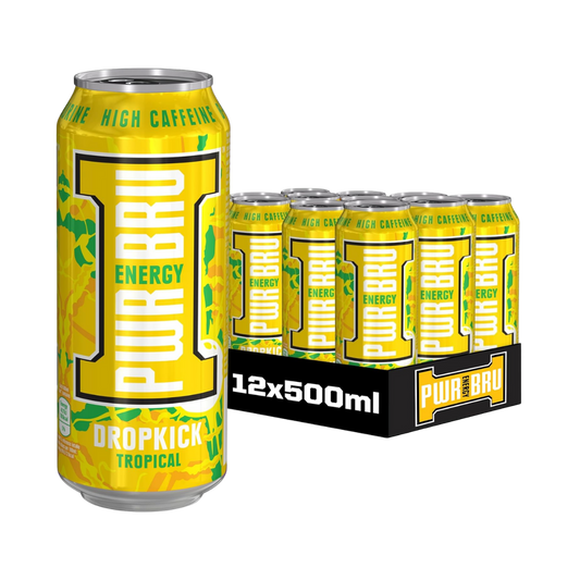 Prw-Bru Energy Dropkick Tropical Energy Drink 500ml - Case of 12