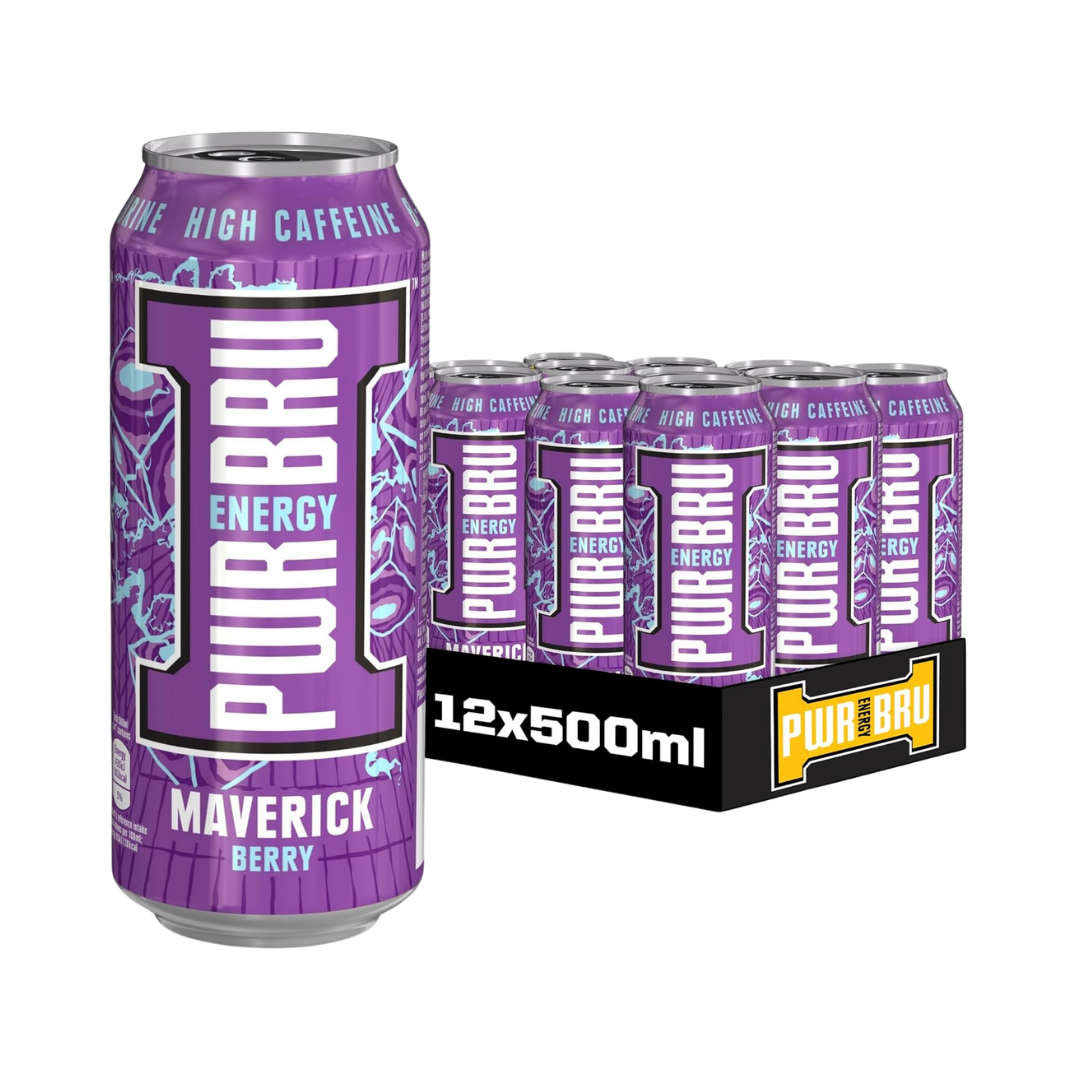 Prw-Bru Energy Maverick Berry Energy Drink 500ml - Case of 12
