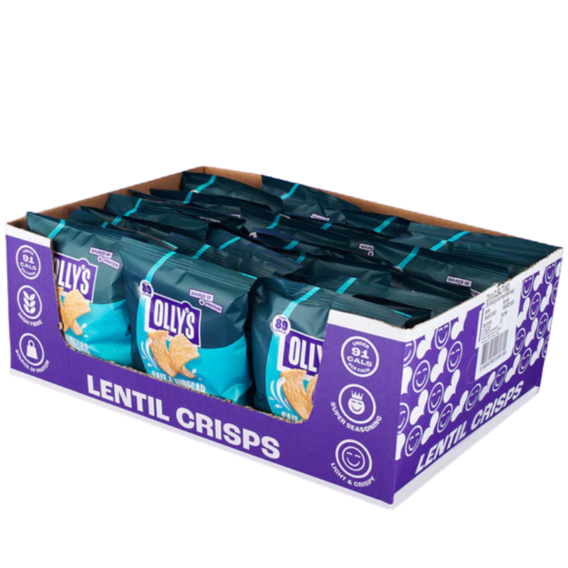 Olly's Salt & Vinegar flavour Lentil Crisps 20g - Case of 24